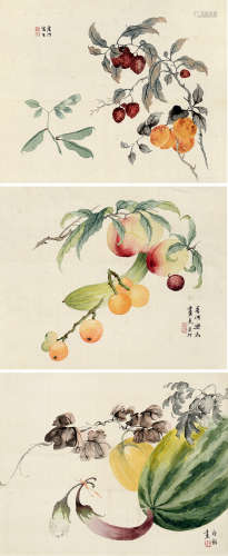 房毅（1889～1979） 硕果累累 屏轴 设色绢本