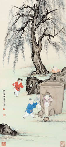 陈大章（1930～2015） 婴戏图 立轴 设色纸本