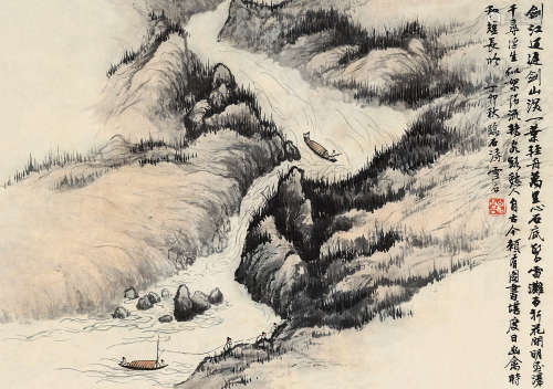 白雪石（1915～2011） 1987年作 山水 镜片 水墨纸本