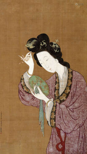 李公麟（1049～1106） 仕女图 立轴 设色绢本