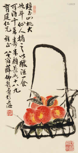薛佛影（1905～1988） 多寿 立轴 设色纸本