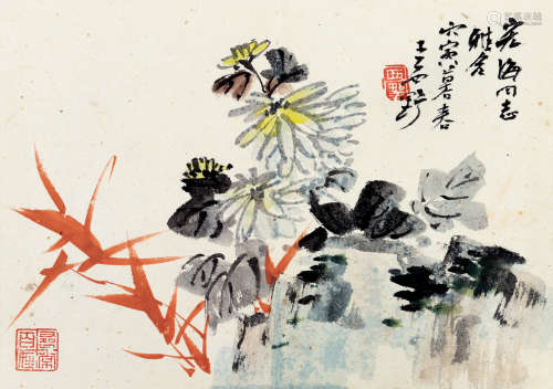 王西野（b.1934） 1986年作 花卉 单页 设色纸本
