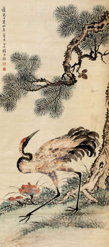 司马钟（清） 1834年作 松鹤 立轴 设色绢本