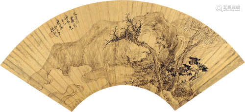 陈如玉（1844～1911） 云谷林泉 扇面 设色纸本
