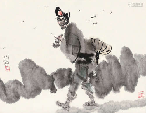 傅小石（1932～2016） 济公和尚 镜片 设色纸本