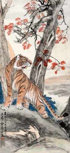 金梦石（1869～1954） 虎 立轴 设色纸本