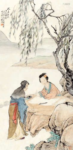 黄山寿（1855～1919） 1891年作 人物 立轴 设色纸本