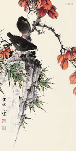 田世光（1916～1999） 花鸟 立轴 设色纸本