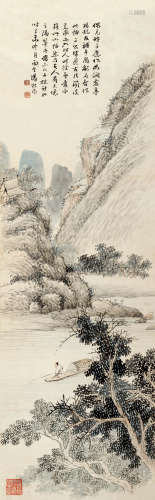 汤贻汾（1778～1853） 1847年作 山水 立轴 设色纸本