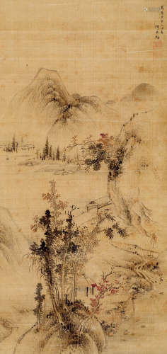 恽本初（1586～1655） 1650年作 山水 立轴 设色绢本