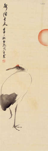 王震（1867～1938） 1932年作 鹤（声闻于天） 立轴 设色绢本