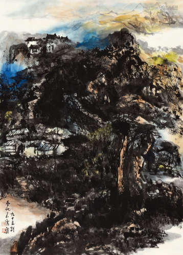王康乐（1907～?） 山水 屏轴 设色纸本