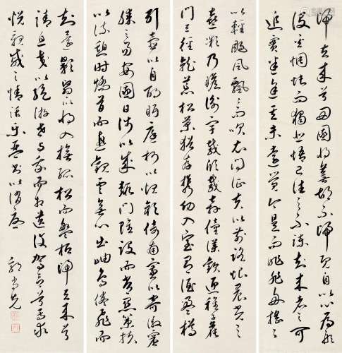 郭尚先（1785～1832） 行草 四屏轴 水墨纸本