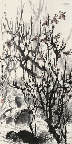 孙其峰（1920～） 1984年作 鸣春图 镜片 设色纸本