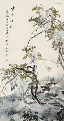 王荃（1826～1900） 紫云珠帐 立轴 设色纸本