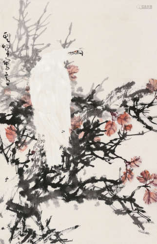 孙其峰（1920～） 白鹰图 立轴 设色纸本
