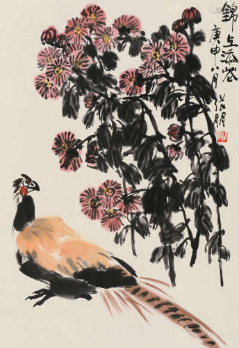 张朋（1918～2009） 1980年作 锦上添花 立轴 设色纸本