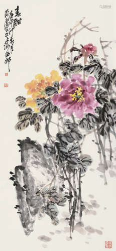 曹简楼（1913～2005） 1980年作 春酣 立轴 设色纸本
