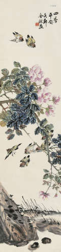 金梦石（1869～1955） 四季平安 立轴 设色纸本