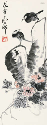 丁衍庸（1902～1978） 1978年作 花鸟 立轴 设色纸本