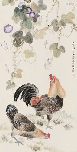 陈小翠（1907～1968） 1947年作 大吉图 屏轴 设色纸本