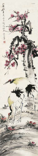 张聿光（1899～1976） 梅妻鹤子 屏轴 设色纸本