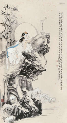 张大千（1899～1983） 1939年作 水月观音 立轴 设色纸本