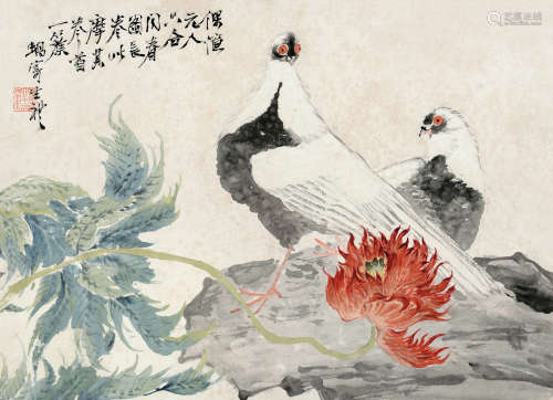 王礼（1813～1879） 花鸟 镜片 设色纸本