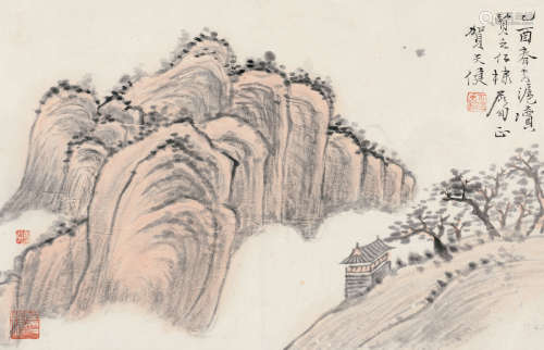 贺天健（1891～1977） 1945年作 山水 镜片 设色纸本