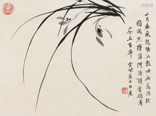 白蕉（1907～1969） 兰花 镜片 水墨纸本