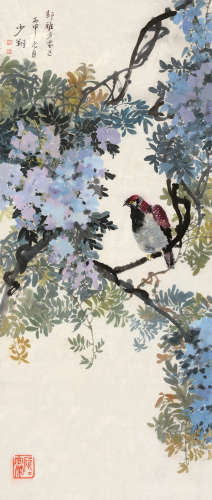 晏少翔（1914～2014） 1956年作 花鸟 立轴 设色纸本