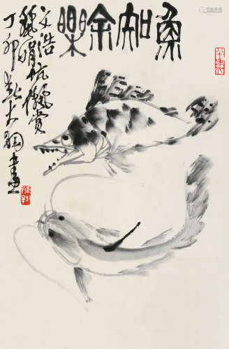 陈大羽（1912～2001） 1987年作 鱼乐图 立轴 水墨纸本