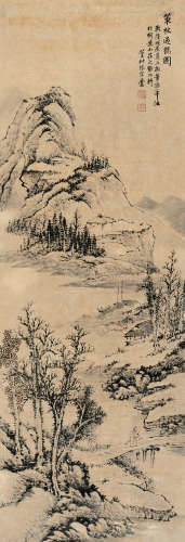 张宗苍（1686～1756） 1748年作 策杖过桥图 立轴 设色纸本