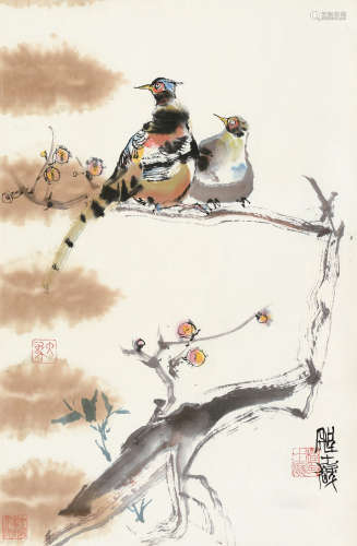 程十发（1921～2007） 花鸟 立轴 设色纸本