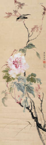 宋美龄（1898～2003） 1963年作 花鸟 立轴 设色纸本