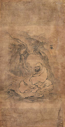 吴伟（1459～1508） 罗汉图 镜片 水墨绢本