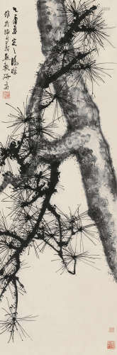 汤涤（1878～1948） 1945年作 苍松 立轴 水墨纸本