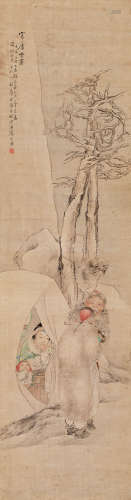 沈心海（1855～1941） 1902年作 人物 镜片 设色绢本