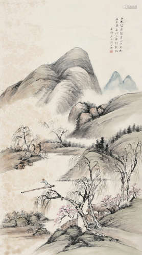 杨伯润（1837～1911） 山水 立轴 设色纸本