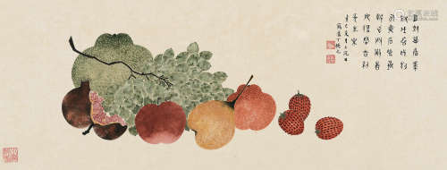 丁辅之（1879～1949） 1941年作 蔬果图 镜片 设色纸本