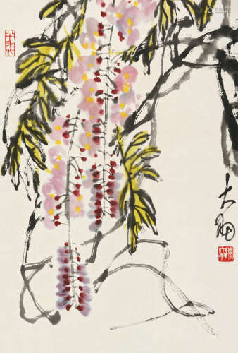 陈大羽（1912～2001） 紫藤 镜片 设色纸本