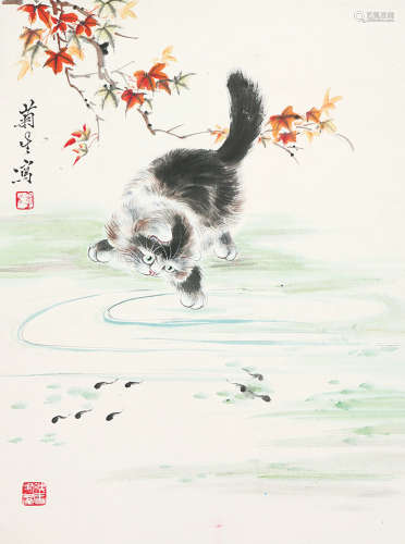 孙菊生(b.1931) 猫嬉图
