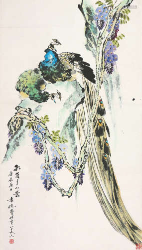袁晓岑(1915-2008) 孔雀小景