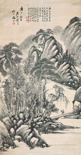 吴石仙(1845-1916) 松山策杖