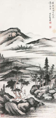 何维朴(1842-1922) 寒烟策杖