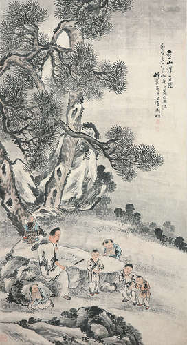 上官周(1665-1752) 课子图