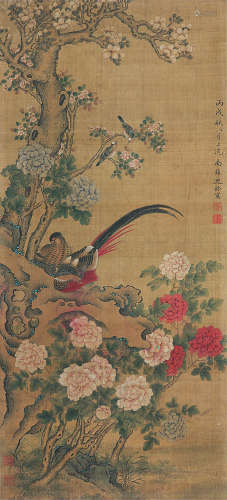 沈铨(1682-1760) 繁花锦鸡