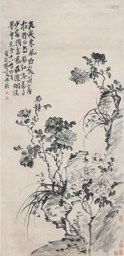 李鱓(1682-1756) 墨牡丹