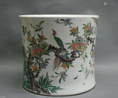 Chinese WuCai Porcelain Brush Pot