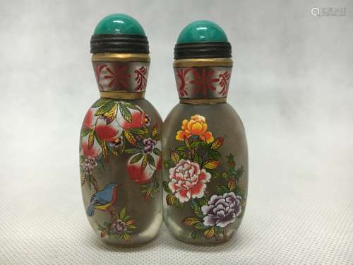 Pair of Chinese Glass Snuff Bottle